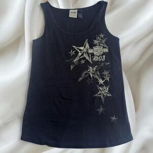 Harley Davidson black star graphic tank top y2k vintage grunge skater motorcycle